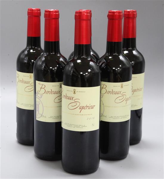 Six bottles of Bordeaux Superieur red wine